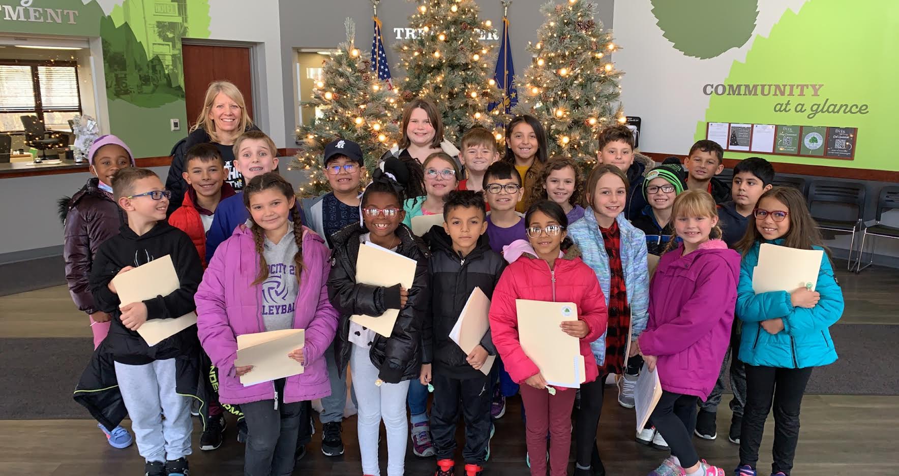 Mrs. Webber's third grade class on their trip to the Town Hall.