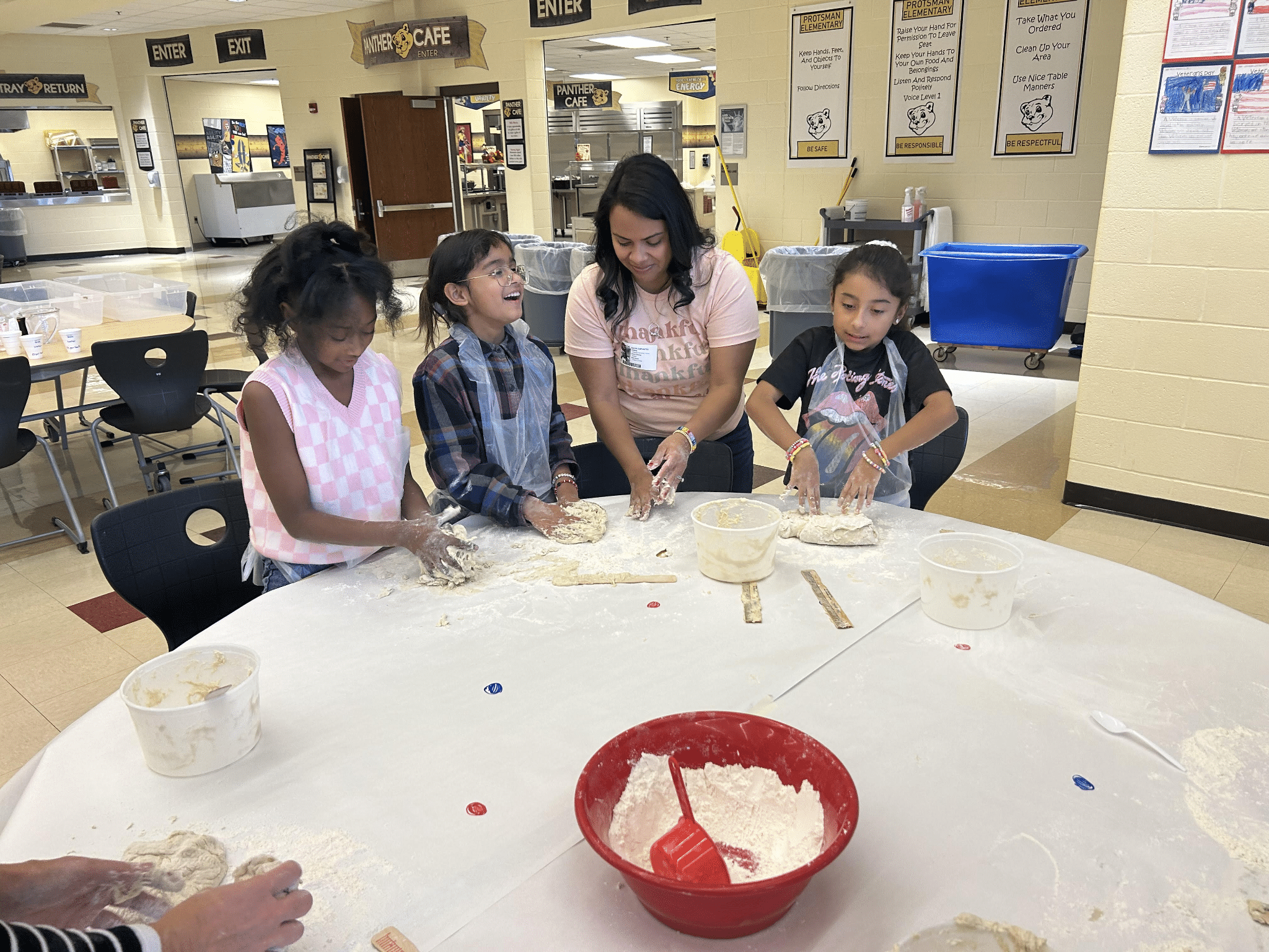 Protsman third graders were busy making bread to enjoy with their families.
