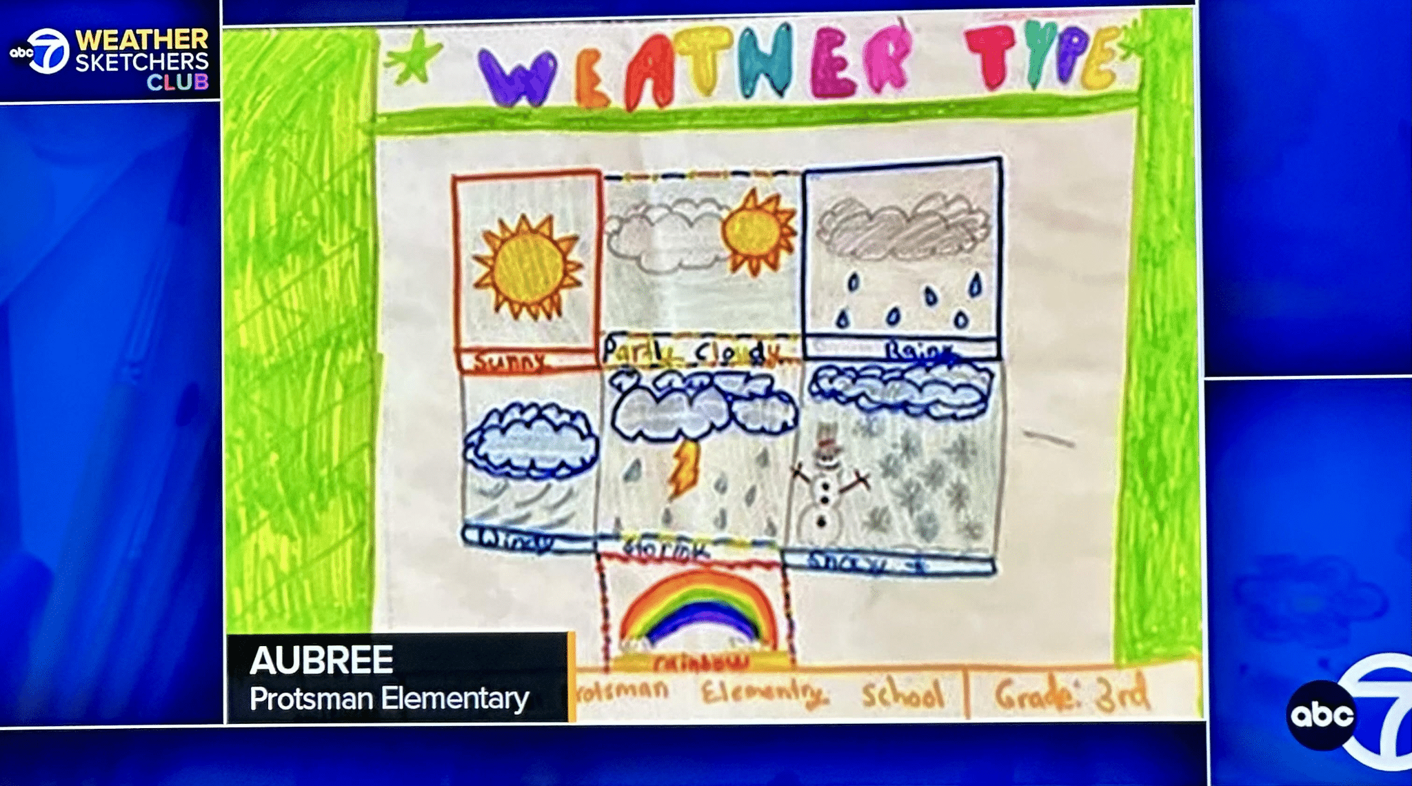 We have a Star among us here at Protsman! Aubree Dumas was featured on the Channel 7 Weather Sketchers. Beautiful work, Aubree!